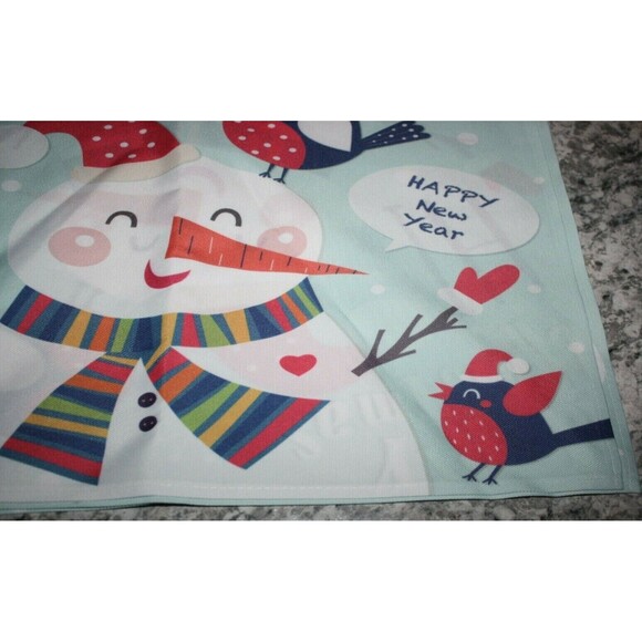 AMBESONNE CHRISTMAS CLOTH PLACEMATS SET OF 4 SNOWMAN BIRDS NEW - Picture 3 of 3